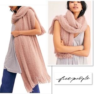 NWT Free People Whisper Fringe Blanket Scarf In Color Biscotti